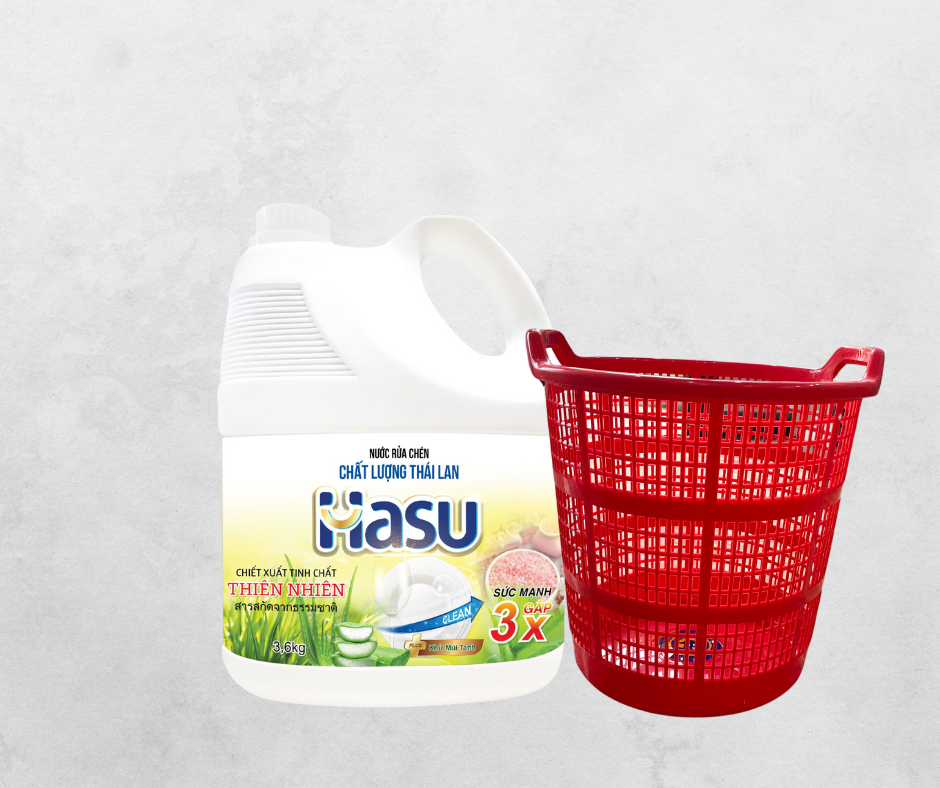 HS Nước rửa chén HASU thiên nhiên 3.6kg/4 (Tặng kèm sọt)